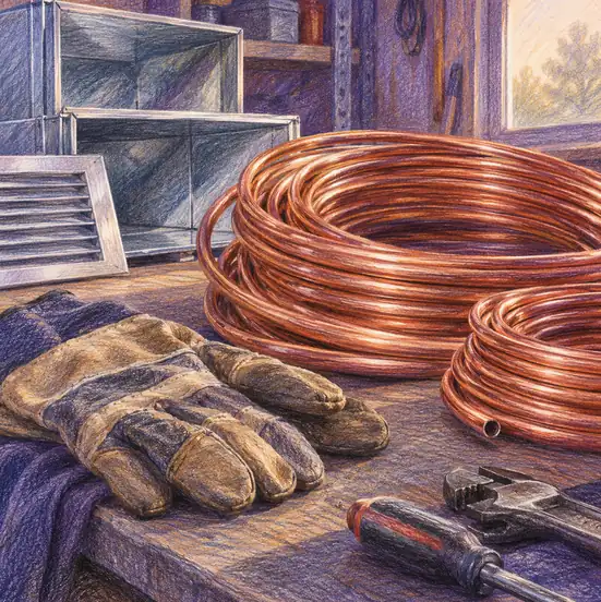 Illustration of hvac businesses equipment and workspace
