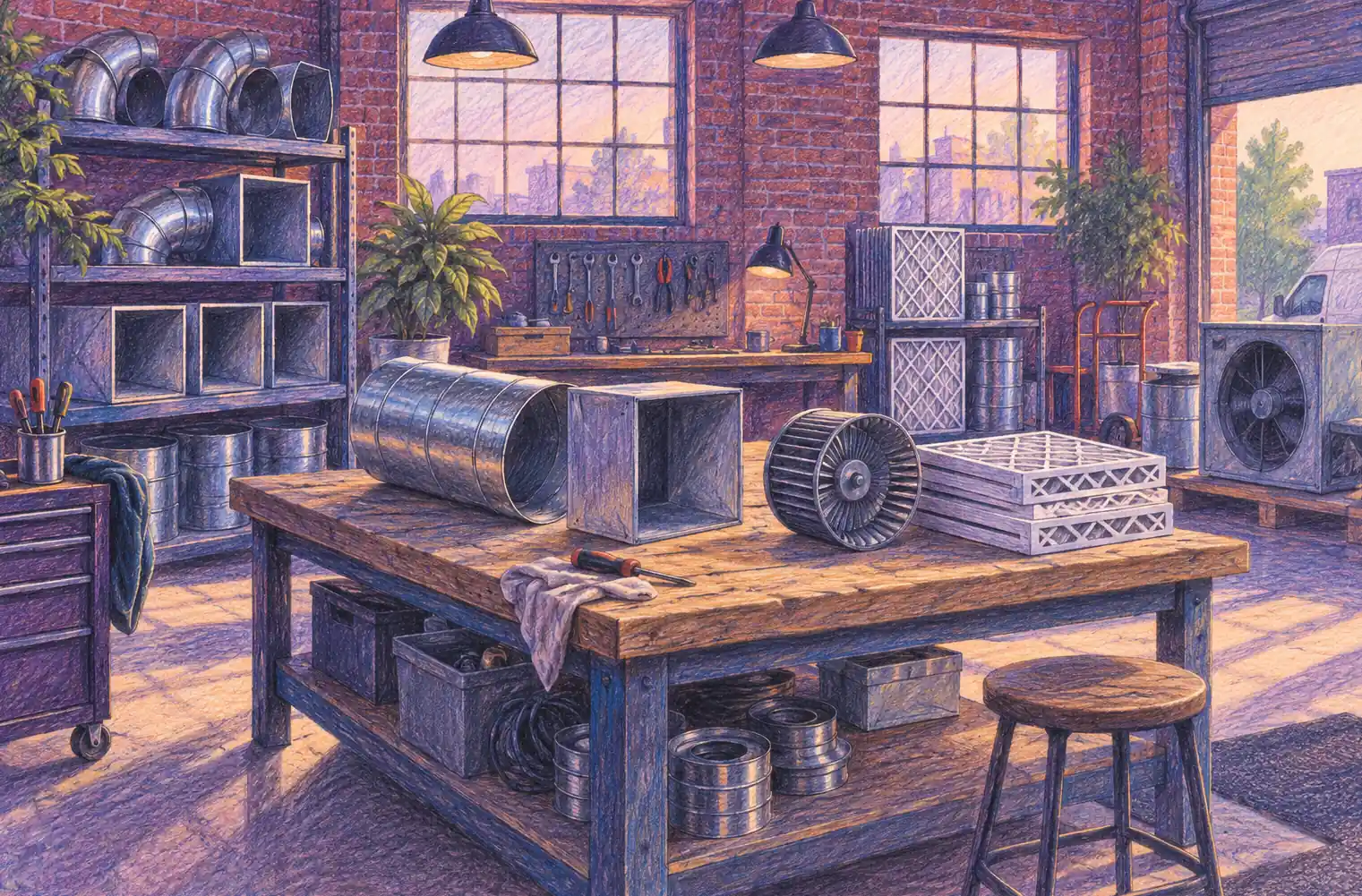 Illustration of hvac businesses and their working space